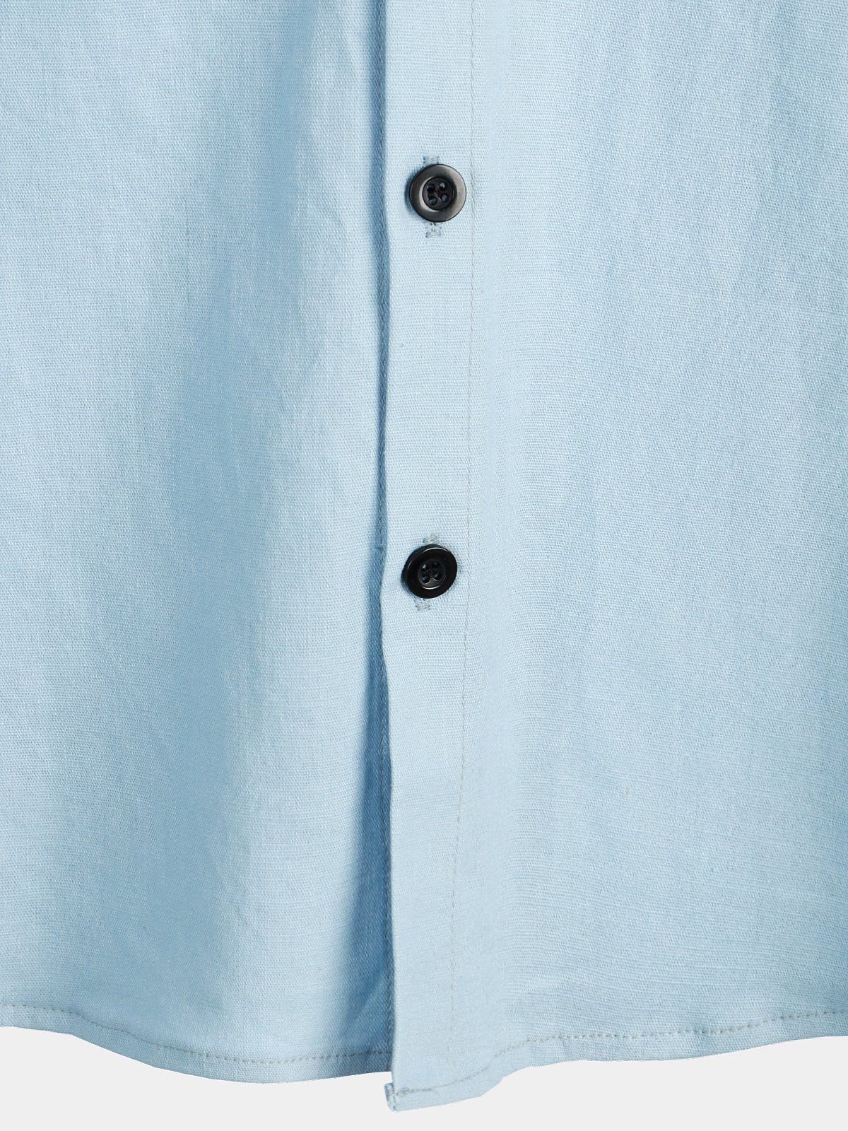 Camisa de color sólido de lino de algodón Pocket casual de manga corta para hombre