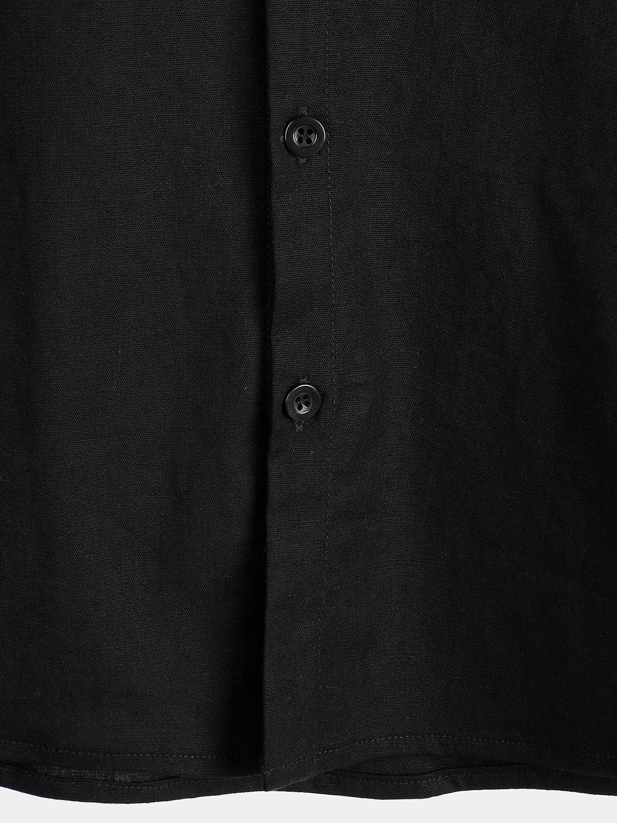 Camisa de color sólido de lino de algodón Pocket casual de manga corta para hombre