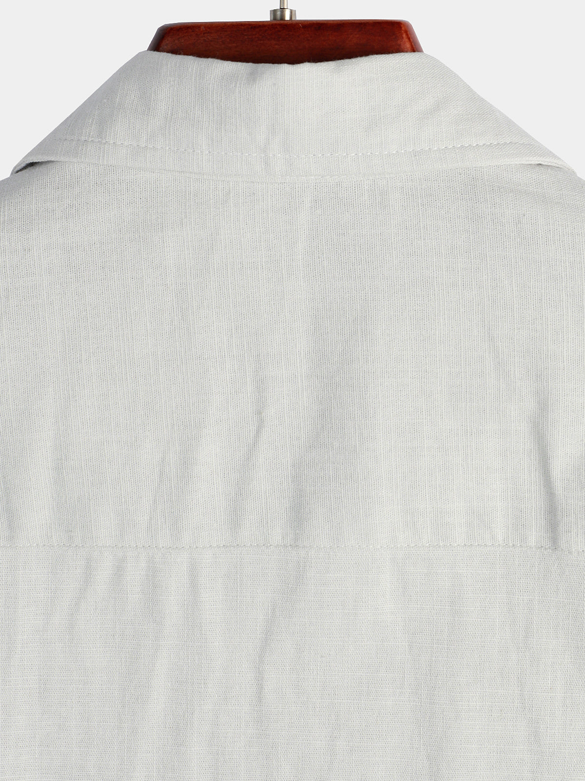 Camisa de color sólido de lino de algodón Pocket casual de manga corta para hombre