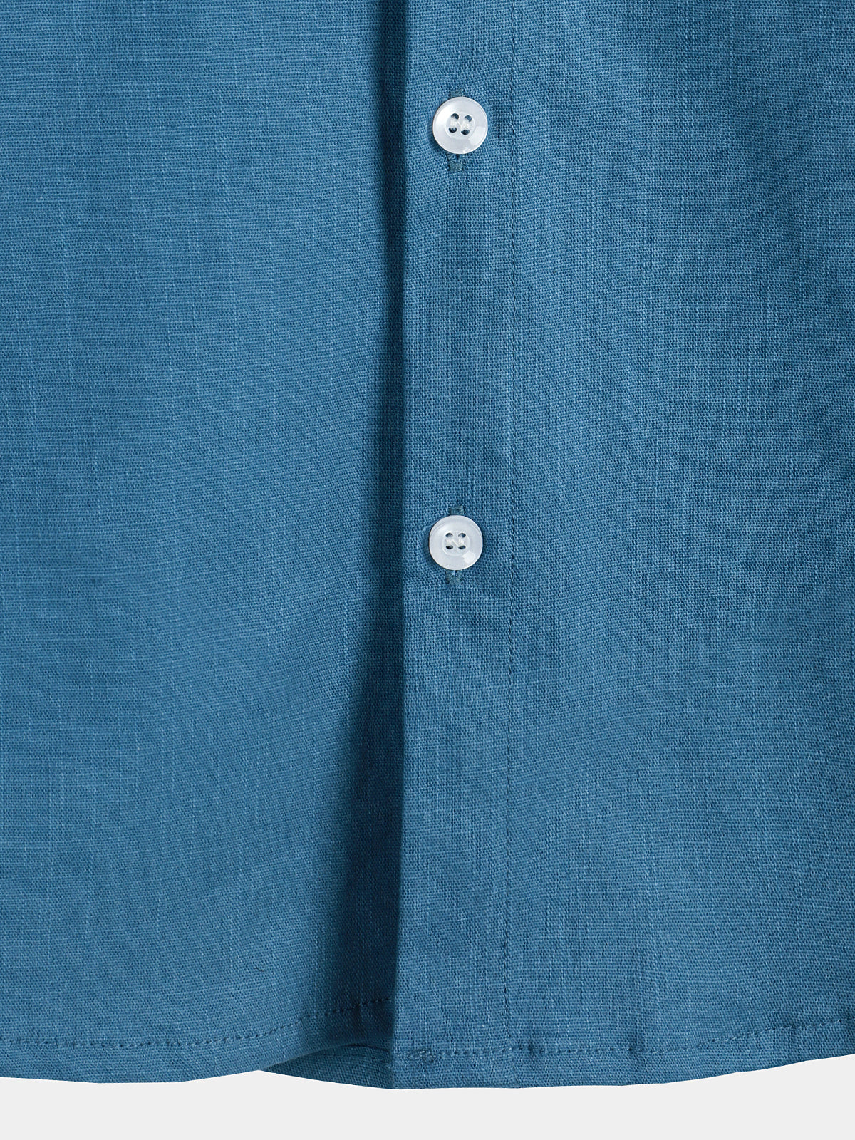 Camisa de color sólido de lino de algodón Pocket casual de manga corta para hombre