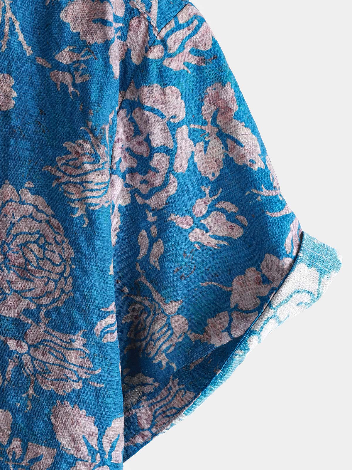 Retro Botanical estampado de manga corta con botones Resorcamiseta para hombre