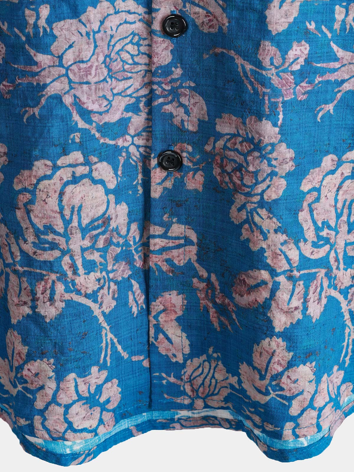 Retro Botanical estampado de manga corta con botones Resorcamiseta para hombre