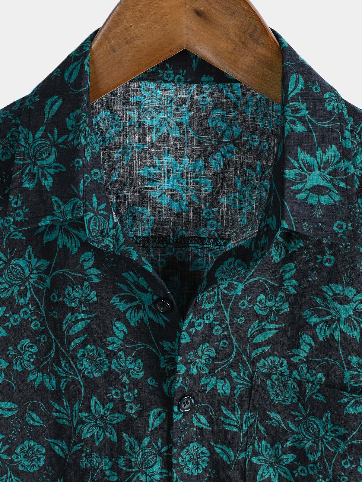 Tropical Botanical estampado de manga corta con botones Vacation Resorcamiseta para hombre