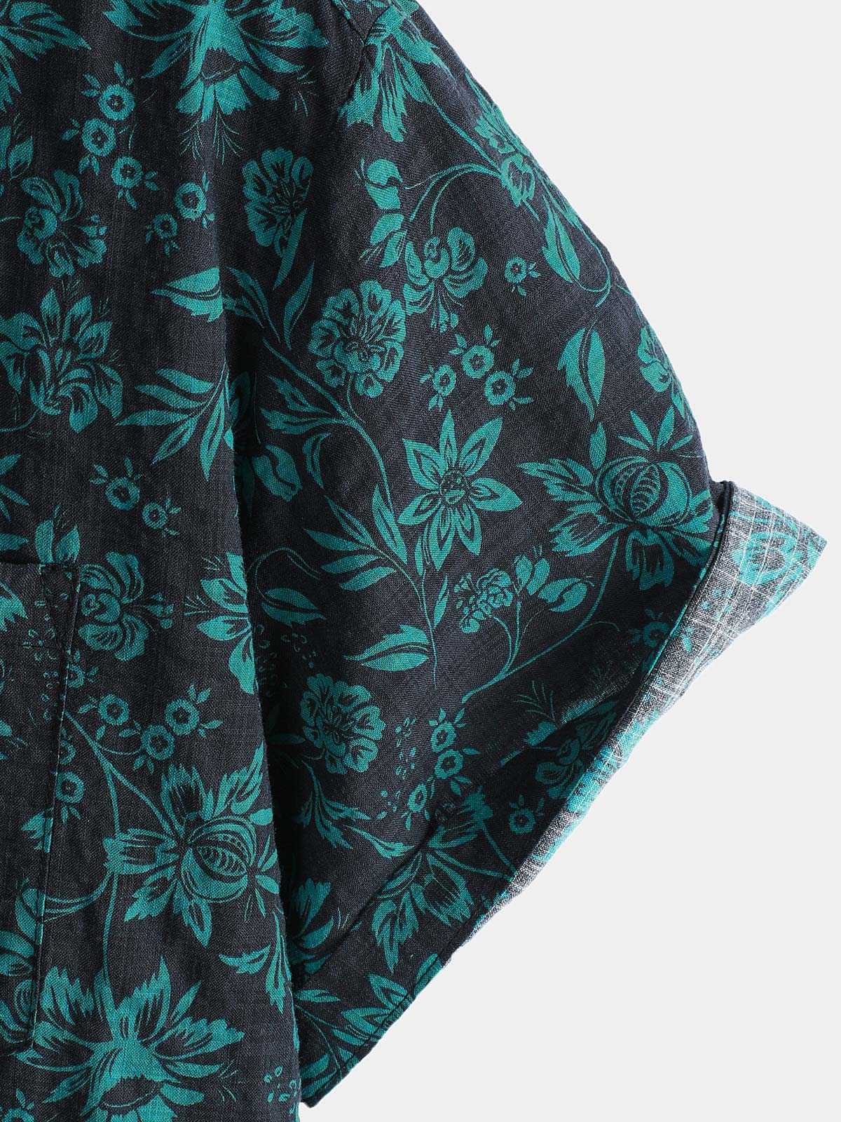 Tropical Botanical estampado de manga corta con botones Vacation Resorcamiseta para hombre