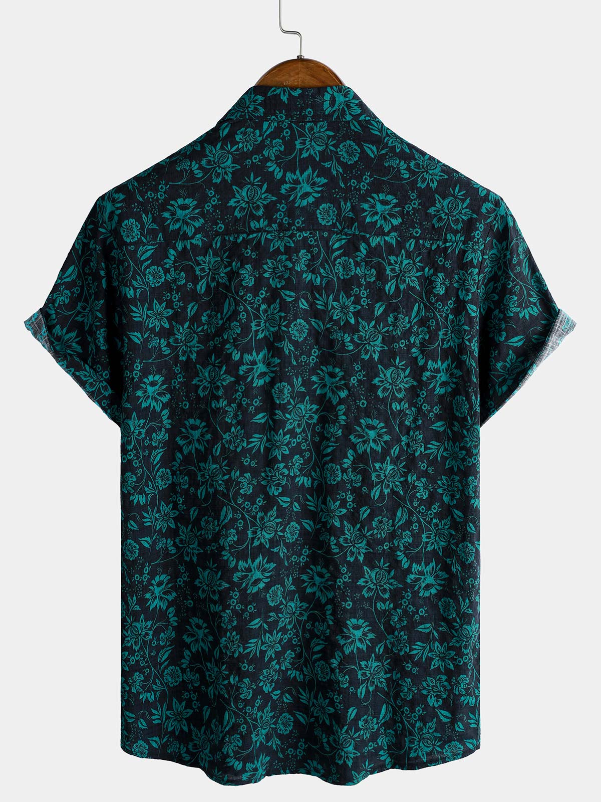 Tropical Botanical estampado de manga corta con botones Vacation Resorcamiseta para hombre