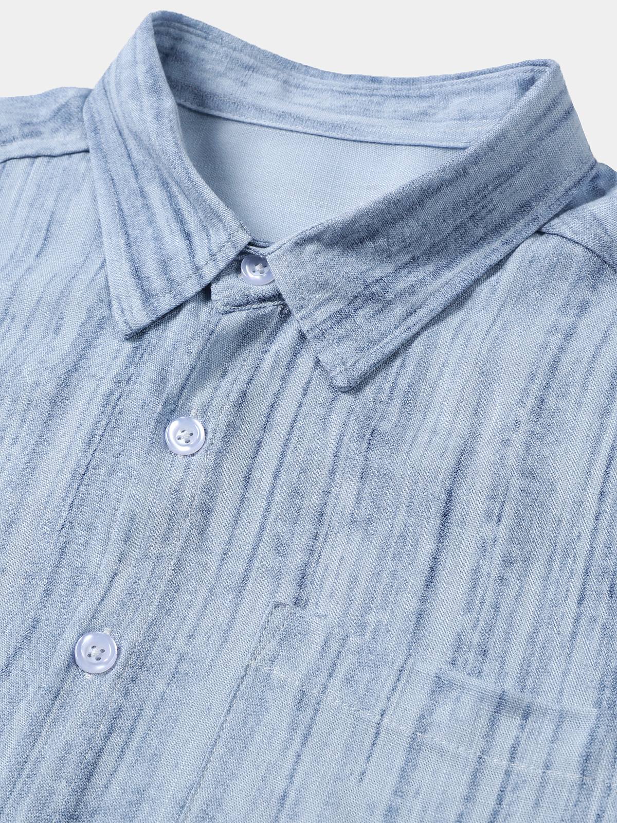 Camisa Light Blue a rayas de manga corta transpirable Cool casual Summer para hombre