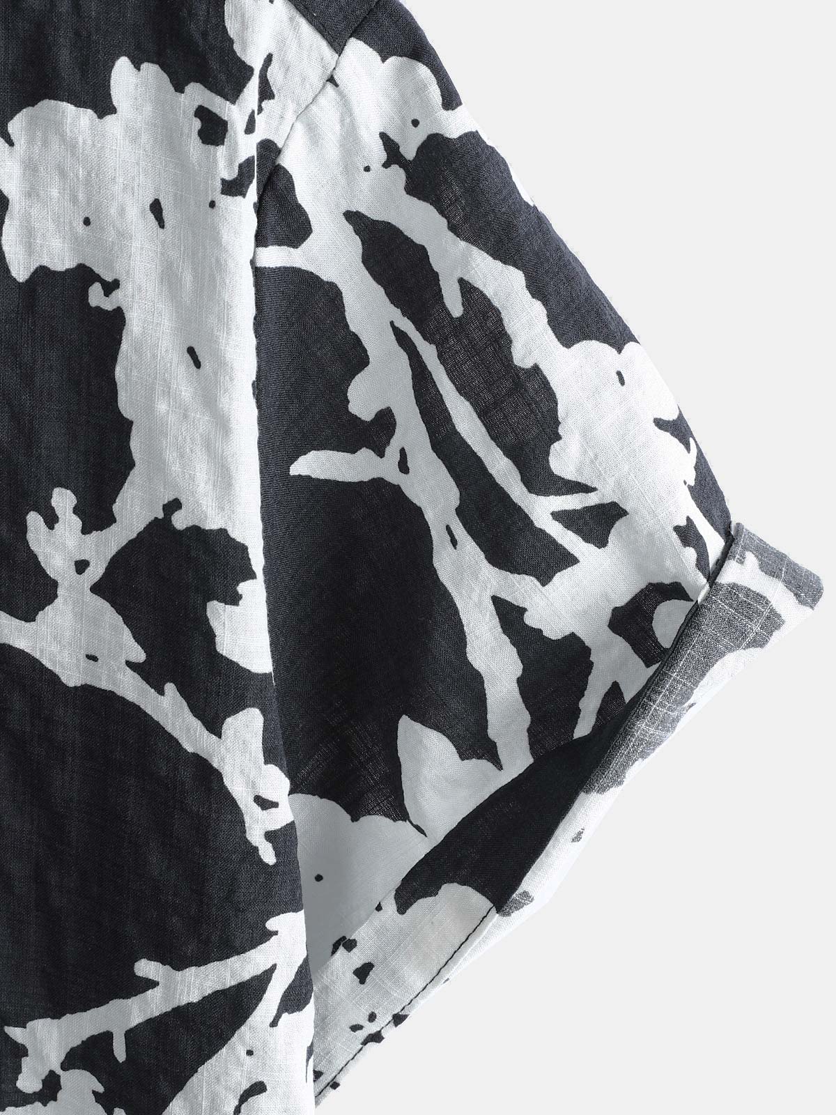Camisa Black and White Hawaiian floral transpirable de algodón casual con botones para hombre