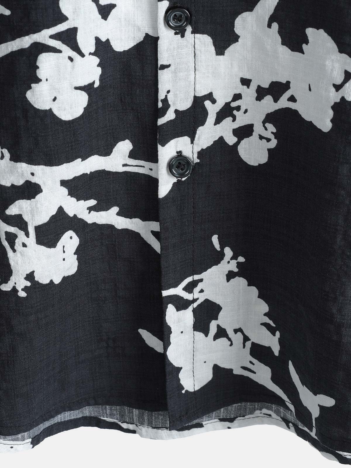 Camisa Black and White Hawaiian floral transpirable de algodón casual con botones para hombre