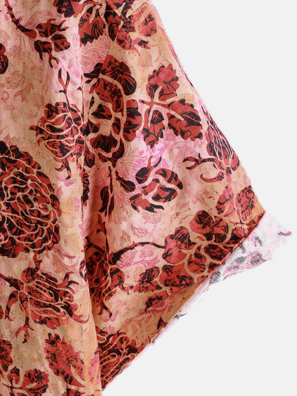 Camisa retro Rose floral estampado de manga corta con botones Vacation Beach para hombre