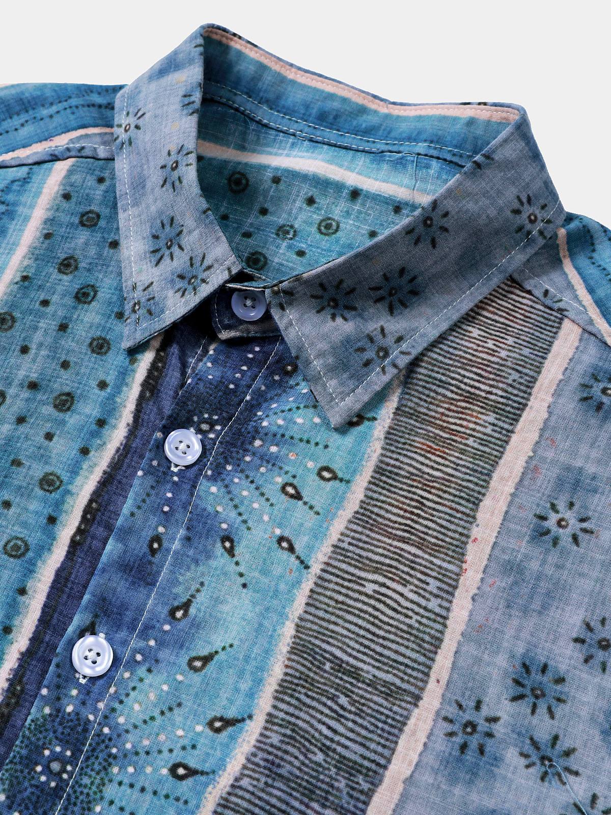 Camisa a rayas de manga corta con botones transpirable Cool casual para hombre