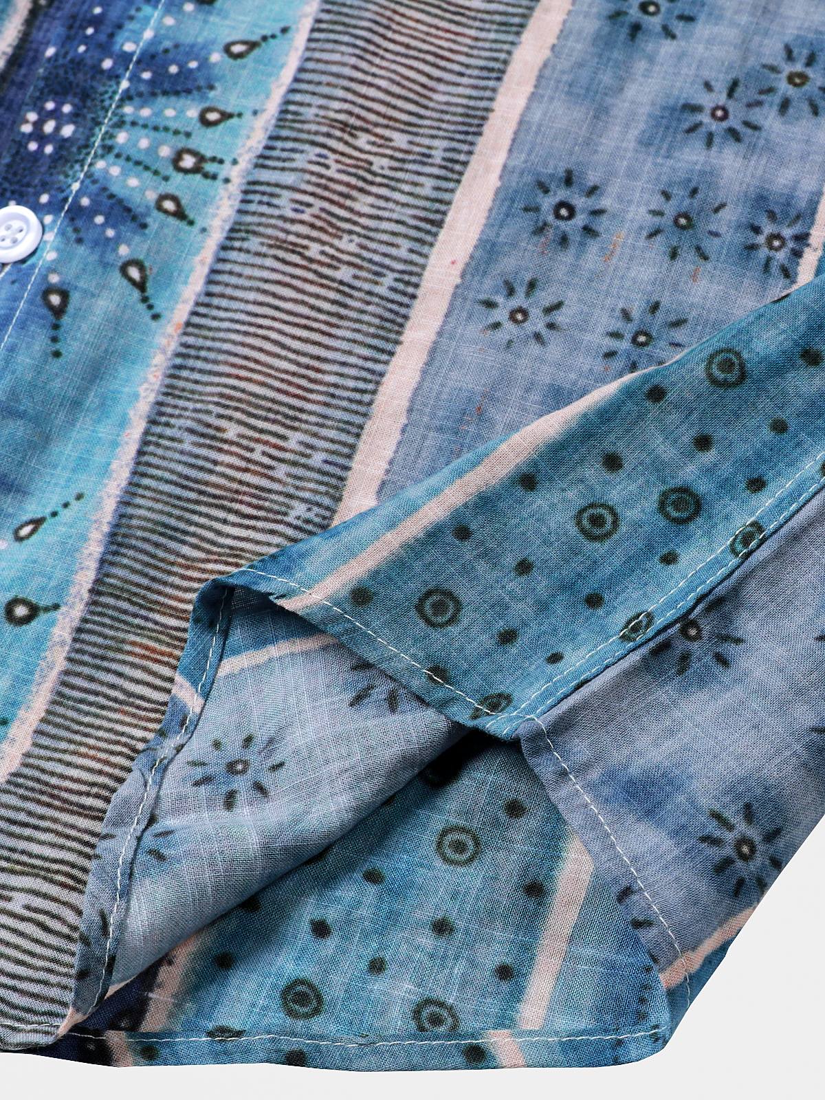 Camisa a rayas de manga corta con botones transpirable Cool casual para hombre