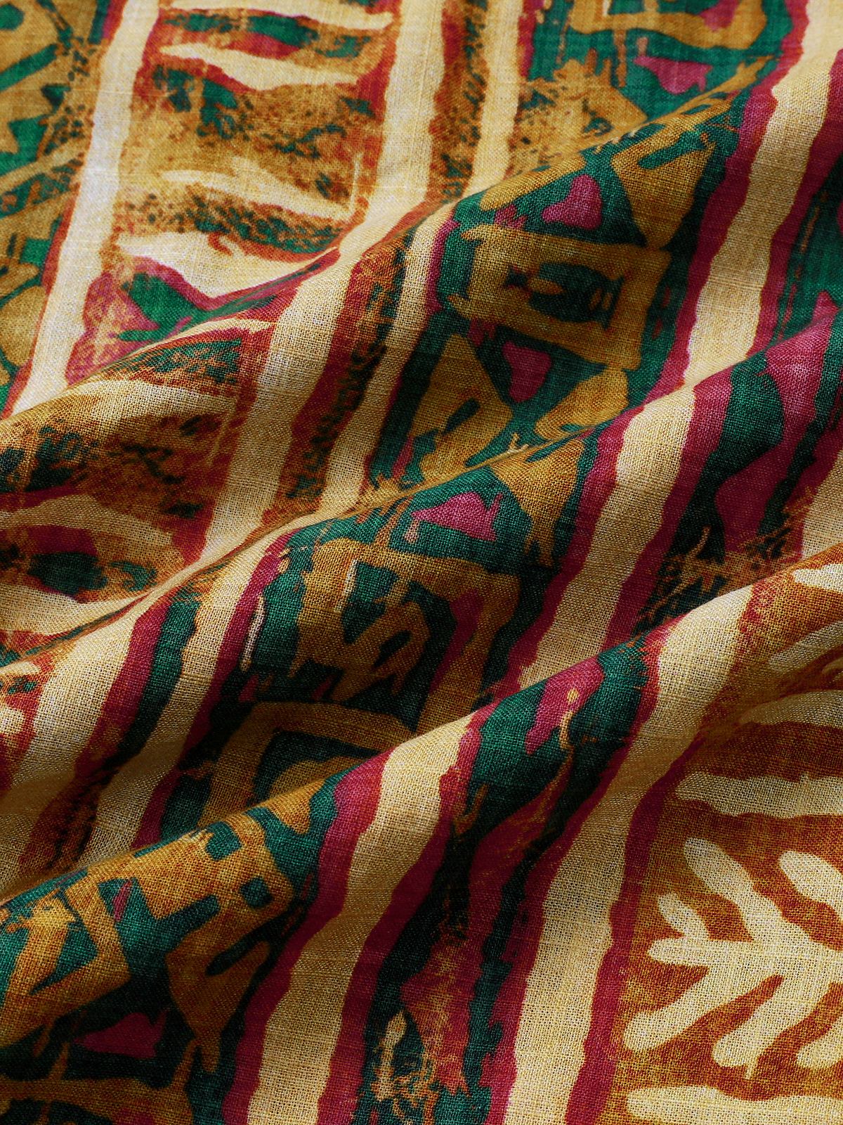 Camisa Tribal a rayas de manga corta vintage casual para hombre