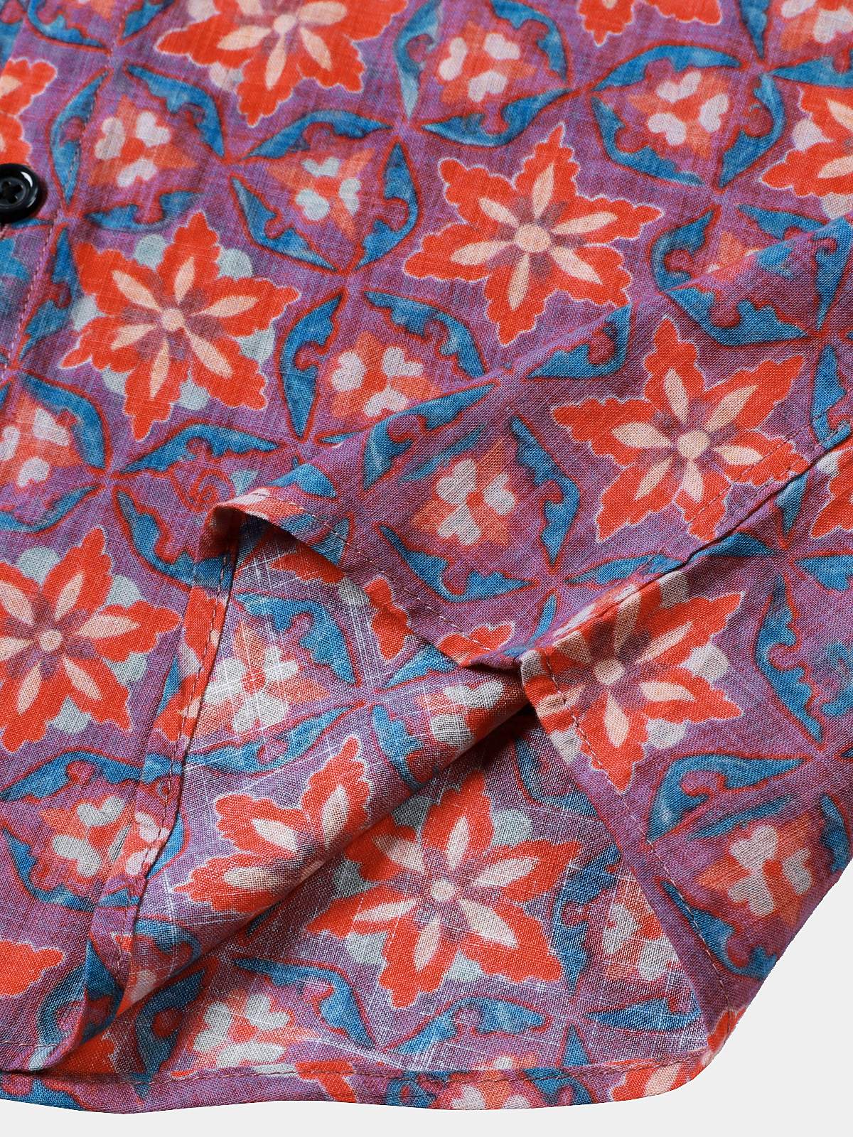 Camisa vintage Pattern floral de manga corta Lightweight casual para hombre