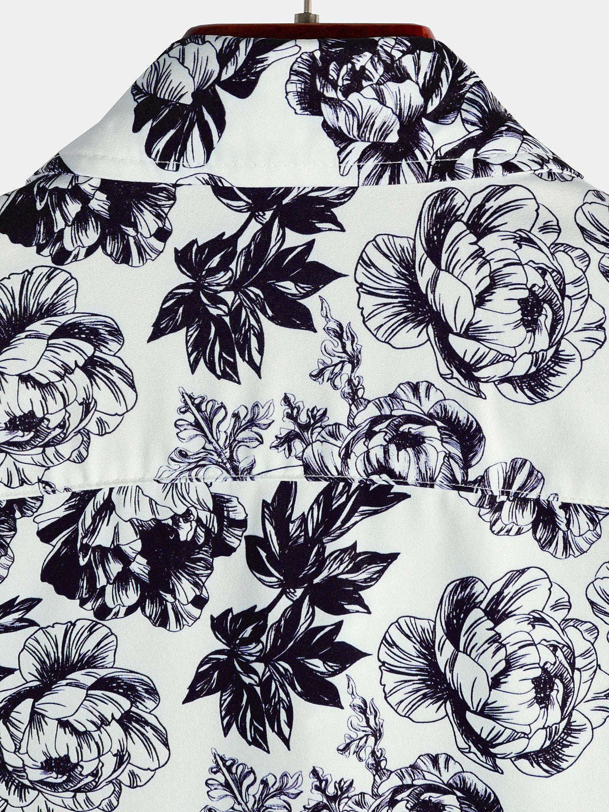 Camisa Black Punk Rock Crown floral Skull estampado de manga corta para hombre