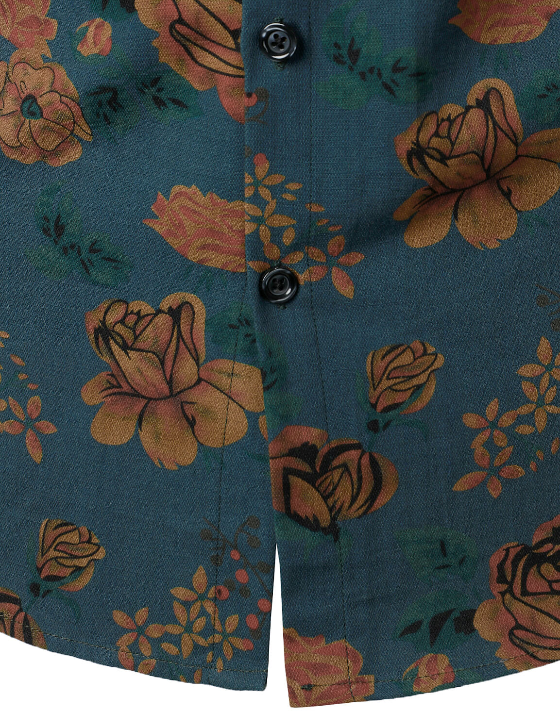 Camisa vintage floral Blue de manga larga Button Up para hombre