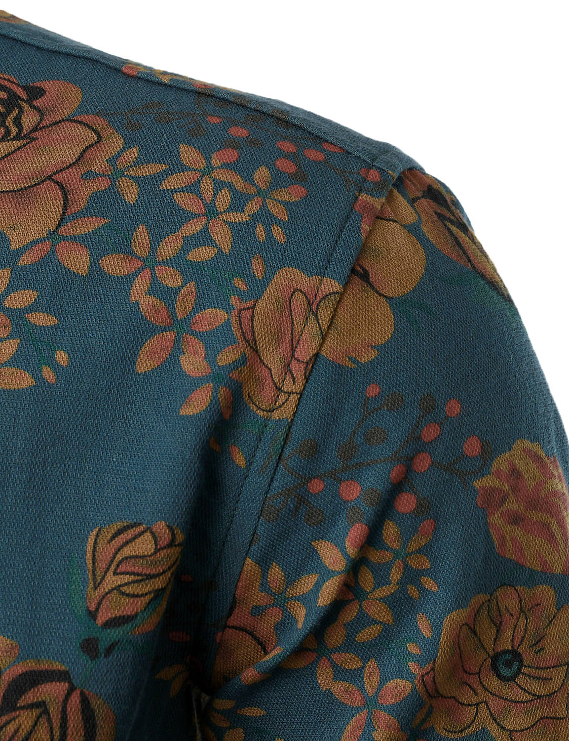 Camisa vintage floral Blue de manga larga Button Up para hombre