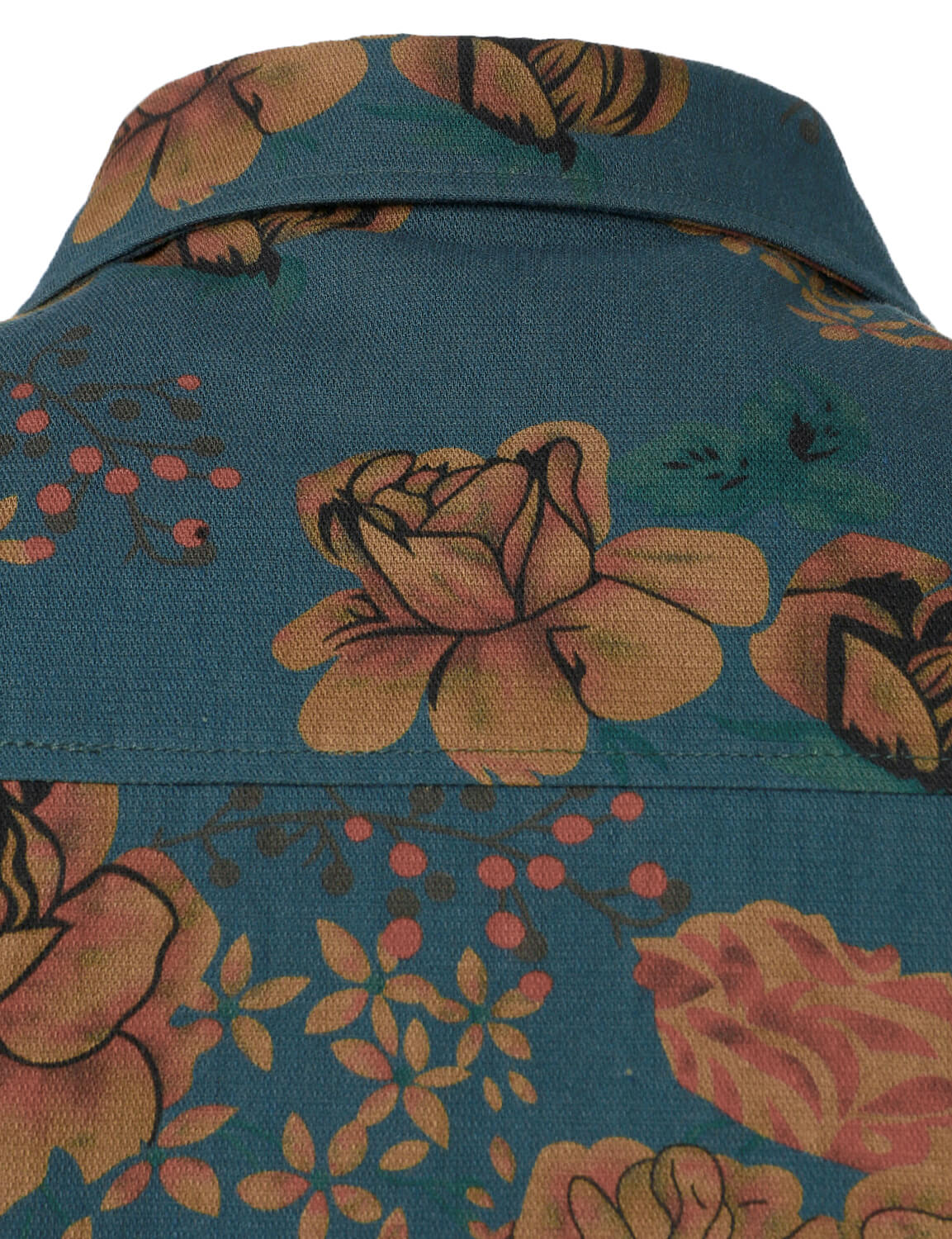 Camisa vintage floral Blue de manga larga Button Up para hombre