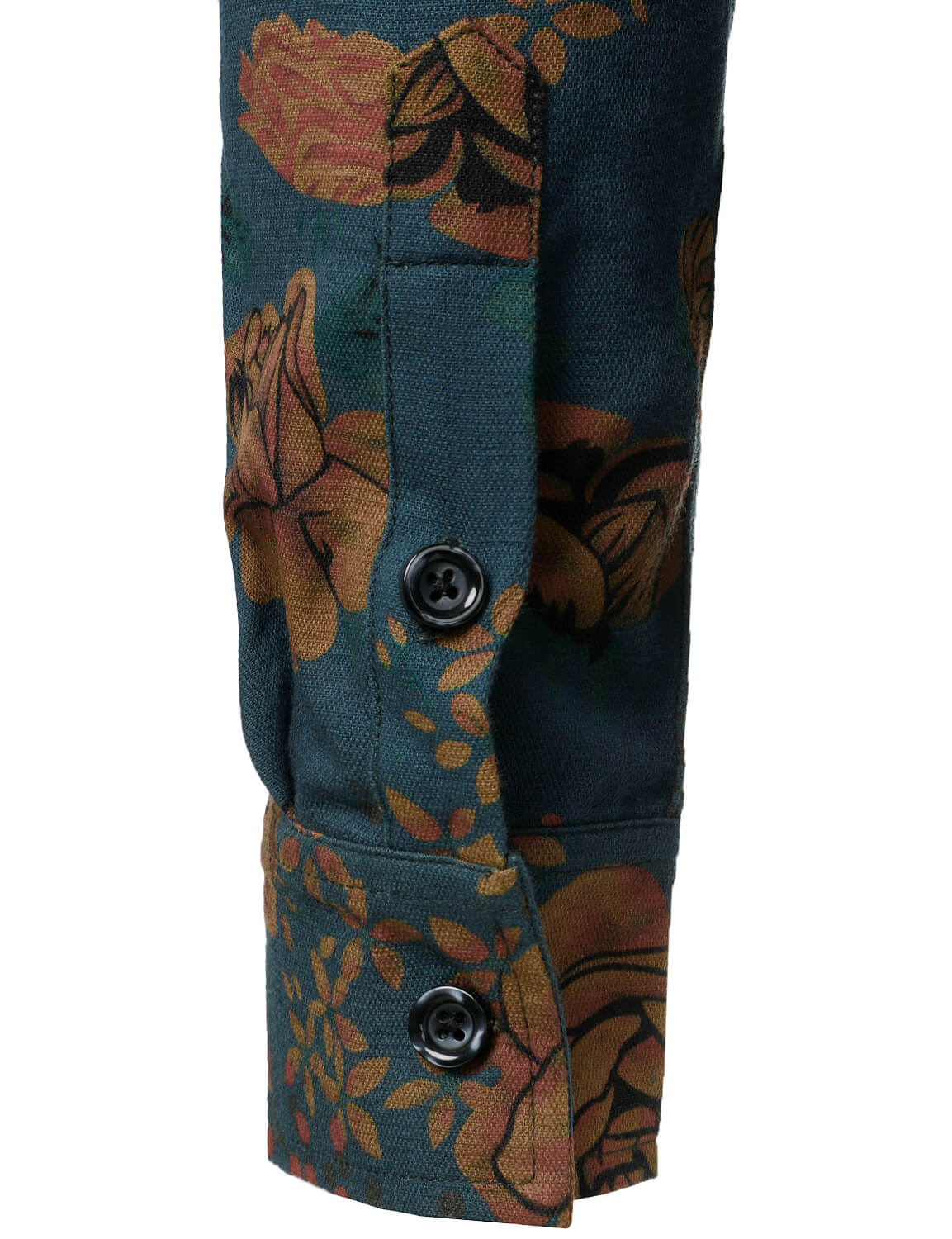 Camisa vintage floral Blue de manga larga Button Up para hombre