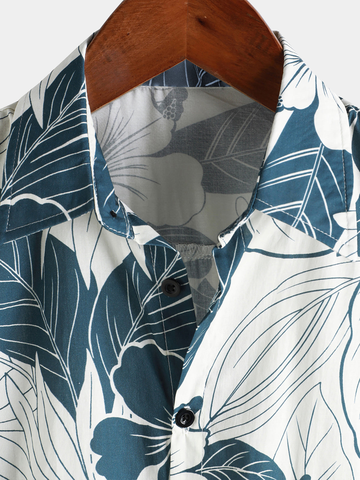 Camisa Men‘s 100% de algodón Hawaiian floral de manga corta Button Beach