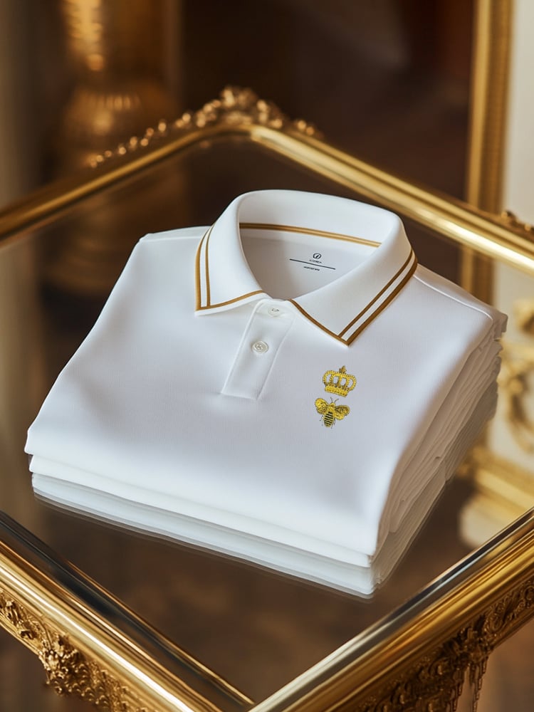 Camisa polo clásico ejecutivo Check Logo Button de manga corta para hombre