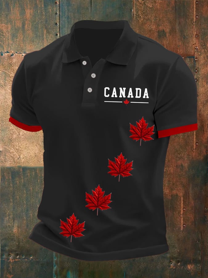 Camisa polo Canadian Maple Leaf estampado para hombre