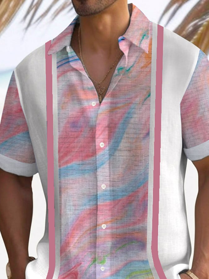 Camisa Trendy estampado Lapel de manga corta