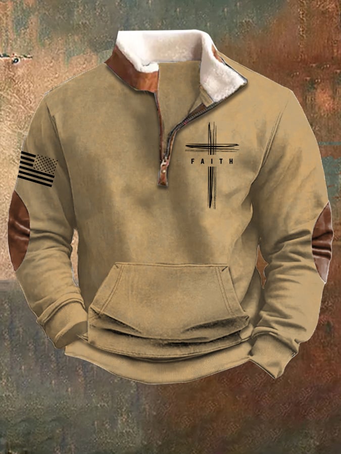 Sudadera faith faith vintage con cierre cuello de manga larga para hombre