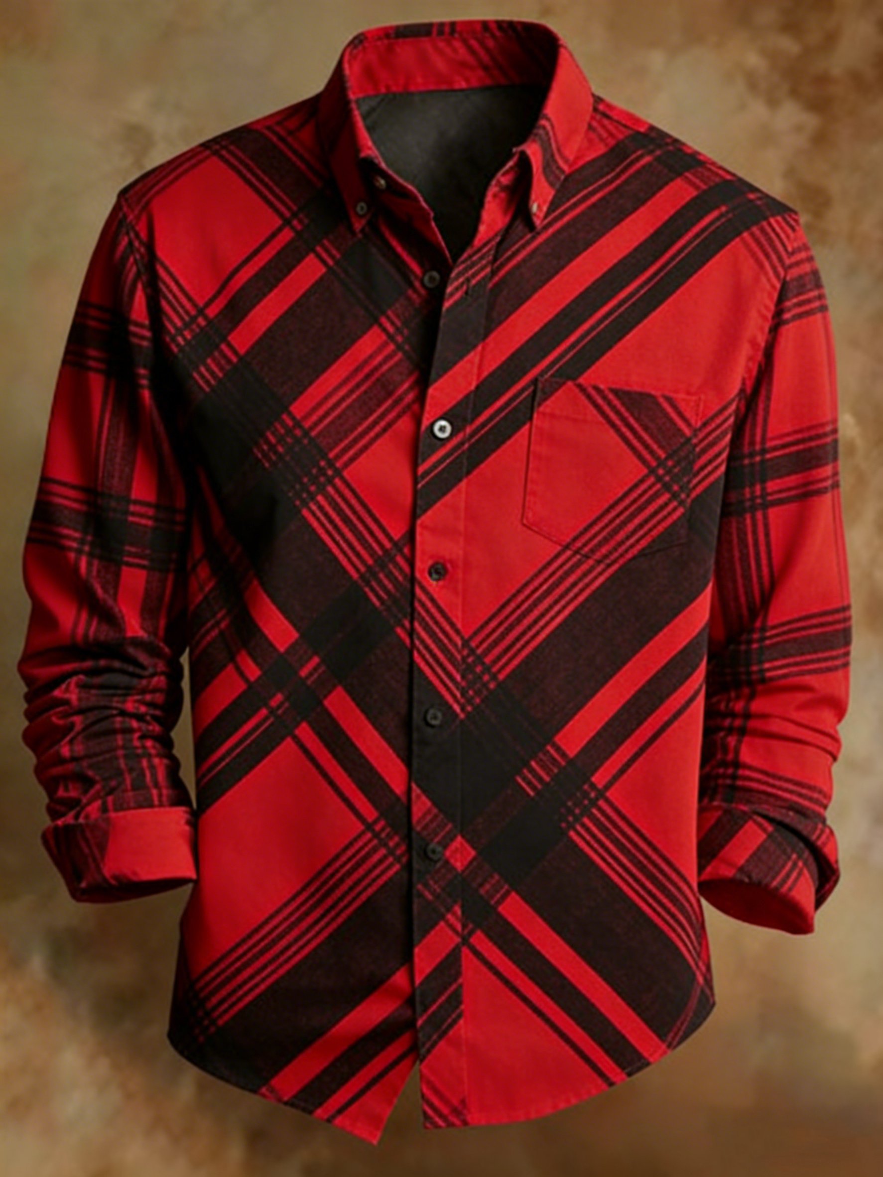 Camisa retro Abstract Art estampado Irregular Lines diseño ejecutivo Style para hombre