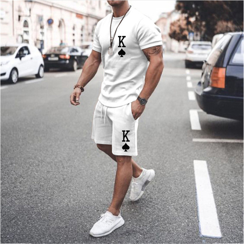 Casual de manga corta estampado Suit para hombre