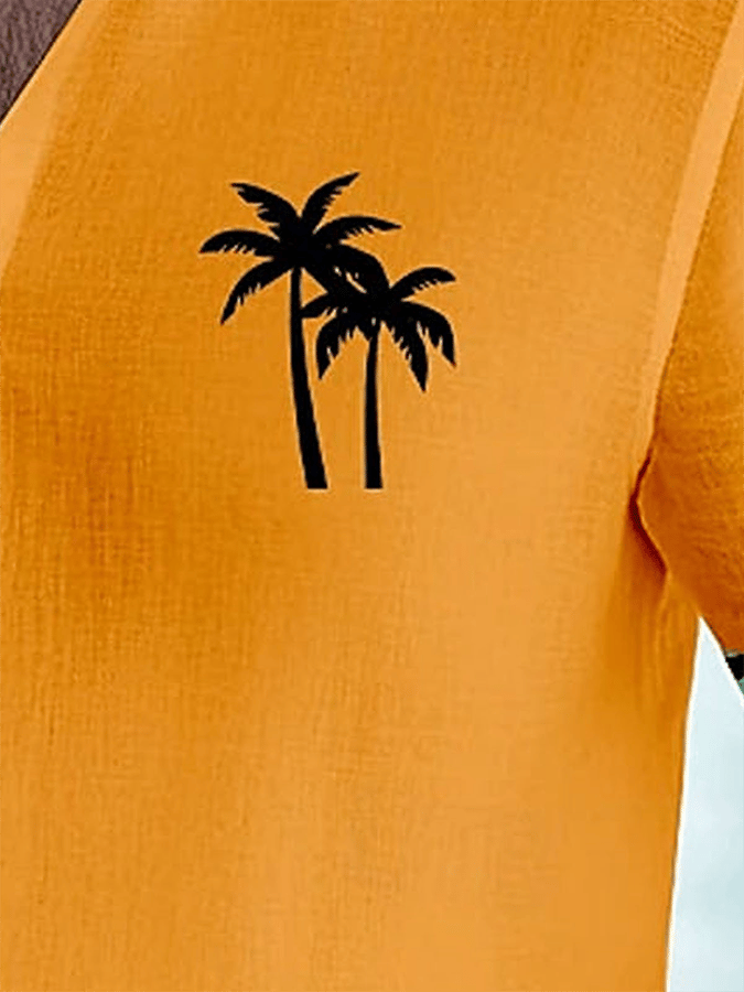 Camisa hawaiano Coconut Tree floral estampado de manga corta para hombre