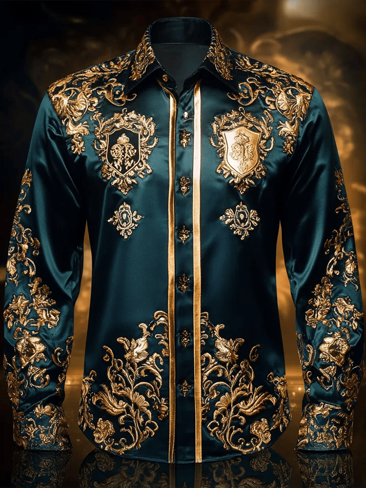 Camisa satén Luxe de manga larga con botones para hombre