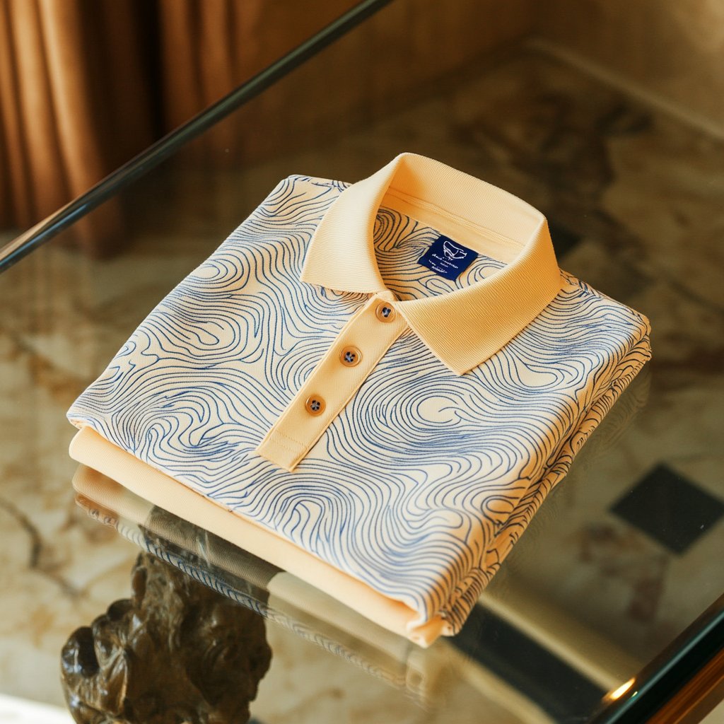 Camisa polo ejecutivo casual jacquard Button de manga corta para hombre