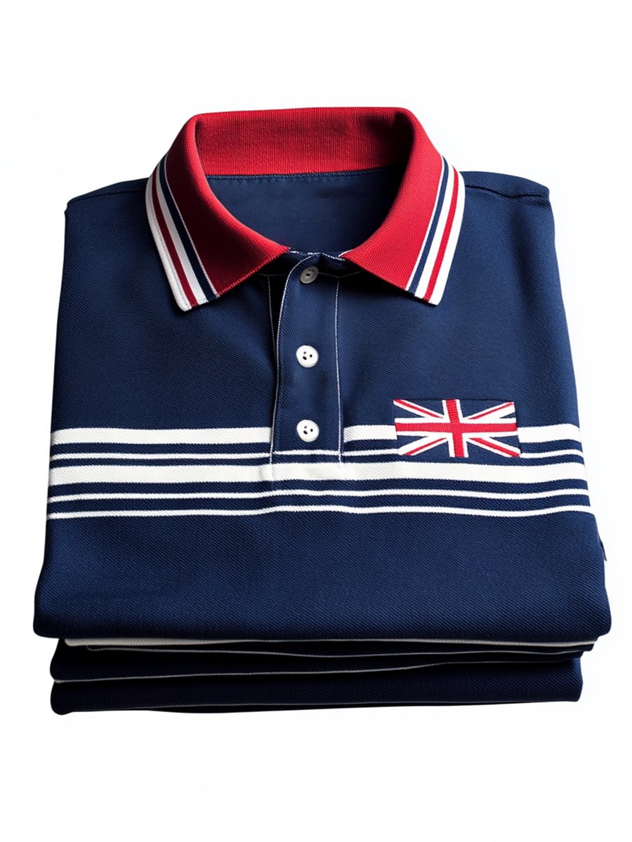 Camisa polo ejecutivo casual Union Jack Button de manga corta para hombre