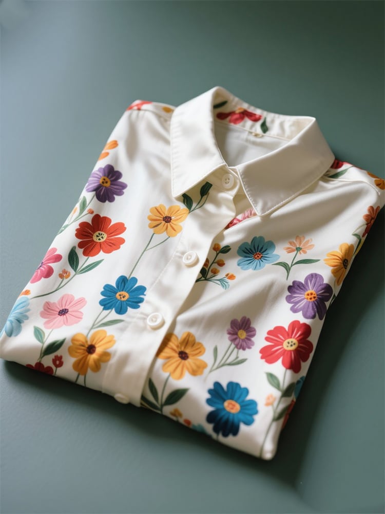 Camisa ejecutivo casual floral solapa de manga corta para hombre