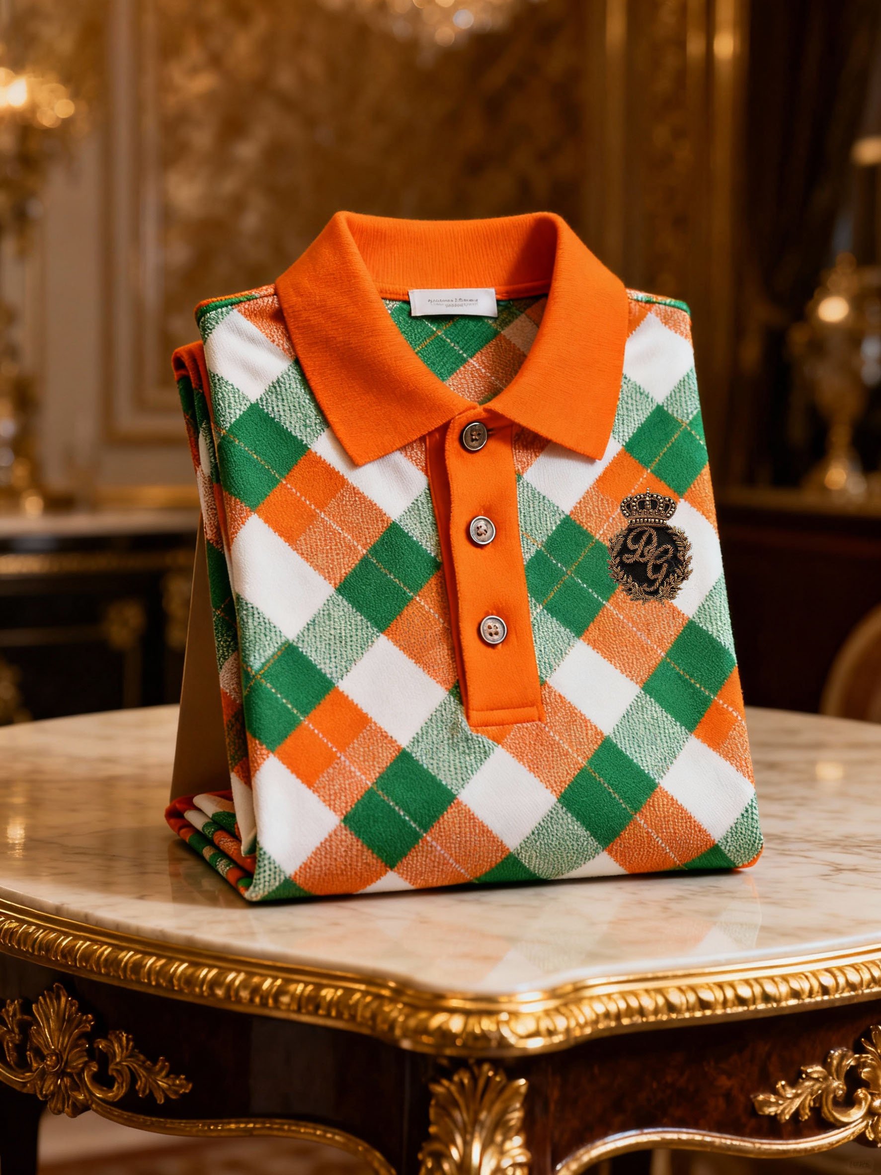 Camisa polo retro ejecutivo Logo estampado de manga larga para hombre