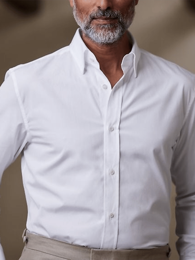 Camisa de color sólido Design ejecutivo casual para hombre