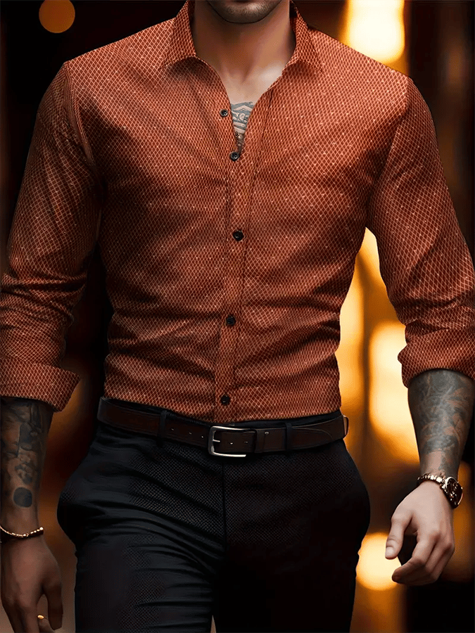 Camisa geométrico Design ejecutivo casual para hombre