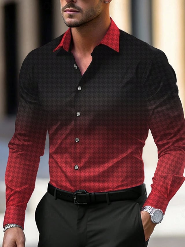Camisa Street Style ejecutivo a rayas estampado de manga larga para hombre