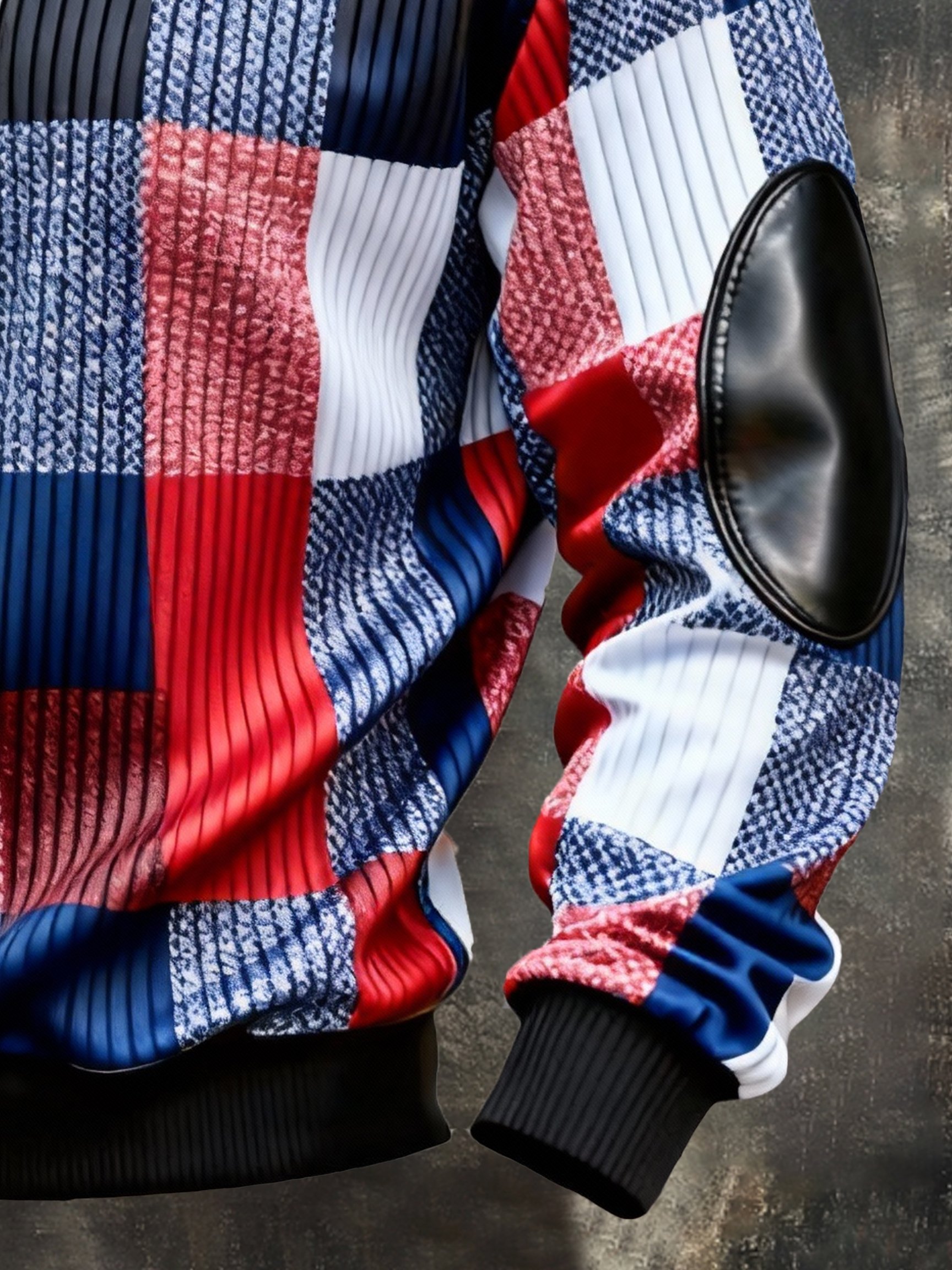 Sudadera vintage Color-Block estampado con cierre con gorrasucha para hombre