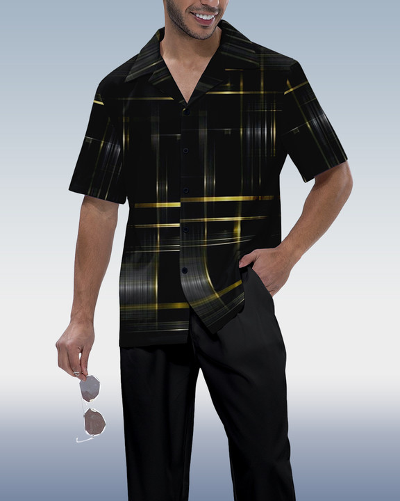 Camisa Rianmond Ombre estampado de manga corta Walking Set 471 para hombre