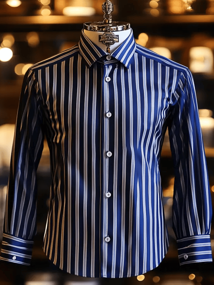 Camisa elegante Romantic a rayas de manga larga para hombre