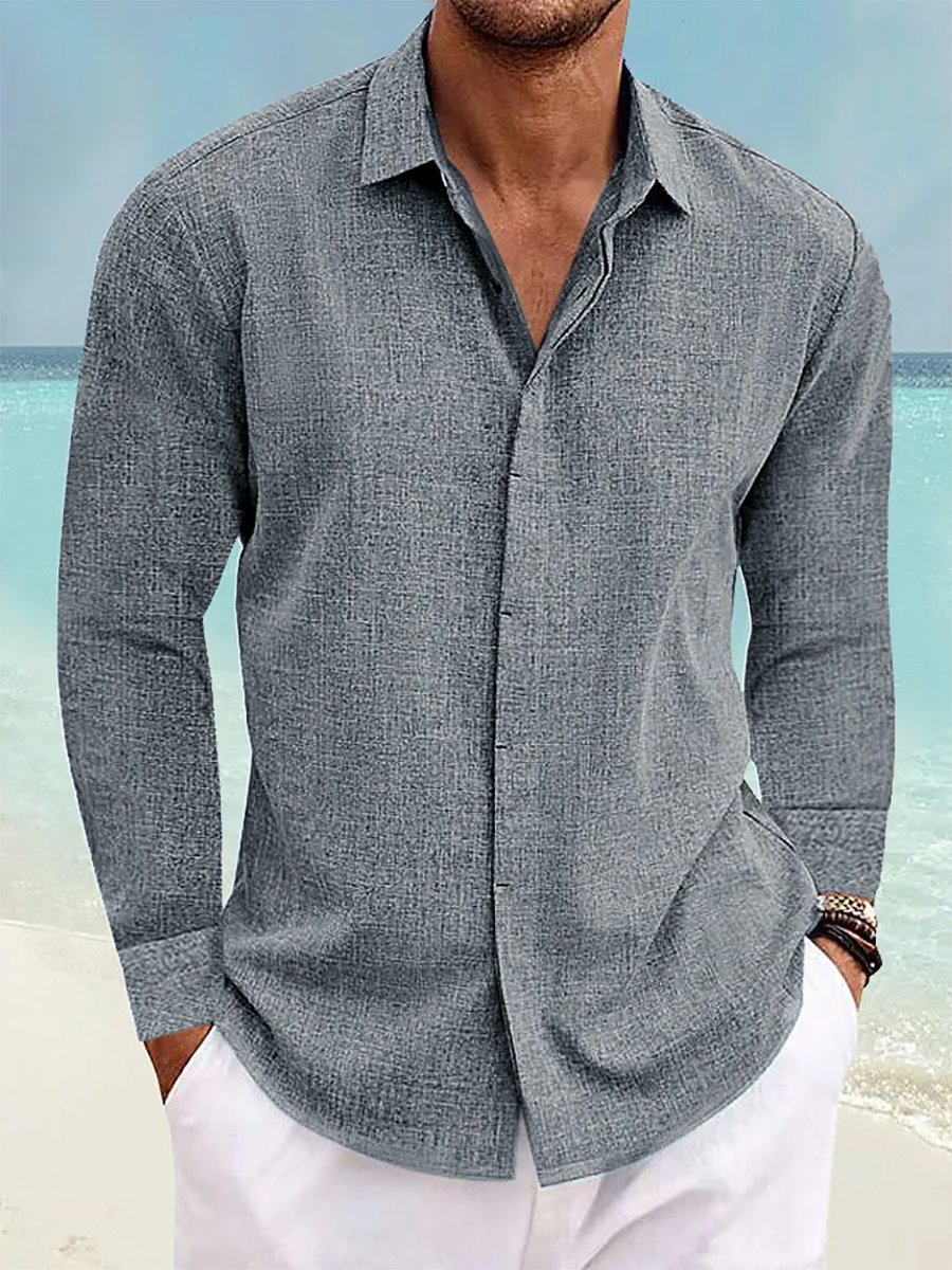 Camisa Resort casual de manga larga para hombre