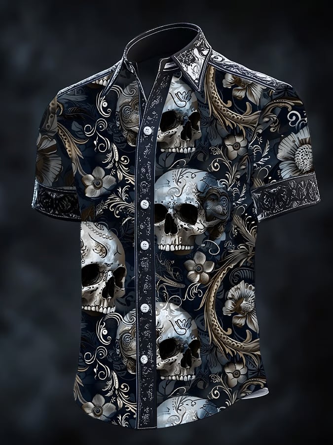 Camisa Gothic Dark de manga corta para hombre