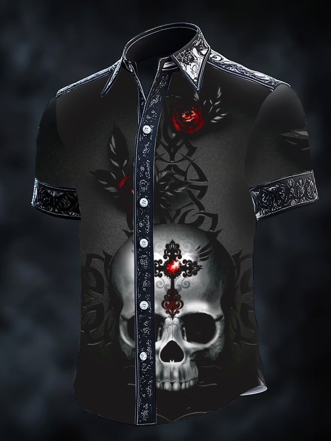 Camisa Gothic Dark de manga corta para hombre