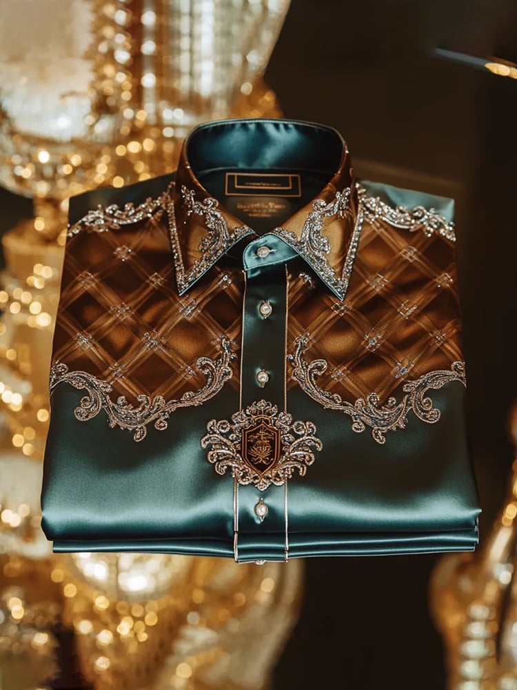 Camisa satén Luxe de manga larga con botones para hombre