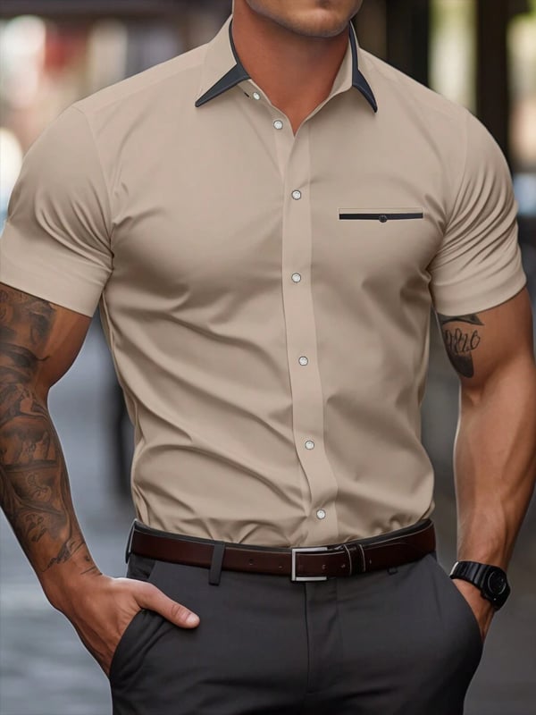 Camisa ejecutivo casual de manga corta para hombre