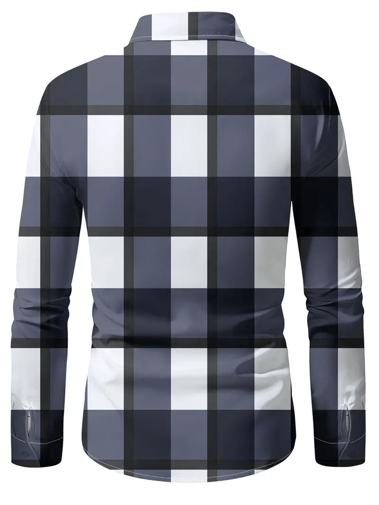 Camisa a cuadros ejecutivo de manga larga para hombre