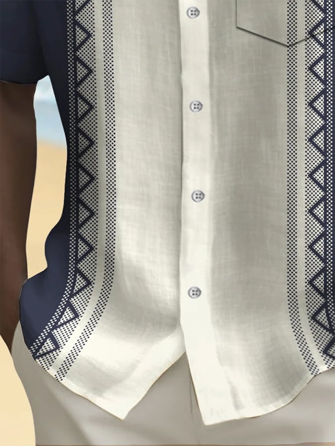 Camisa retro Vacation Style estampado casual (With Pockets) para hombre