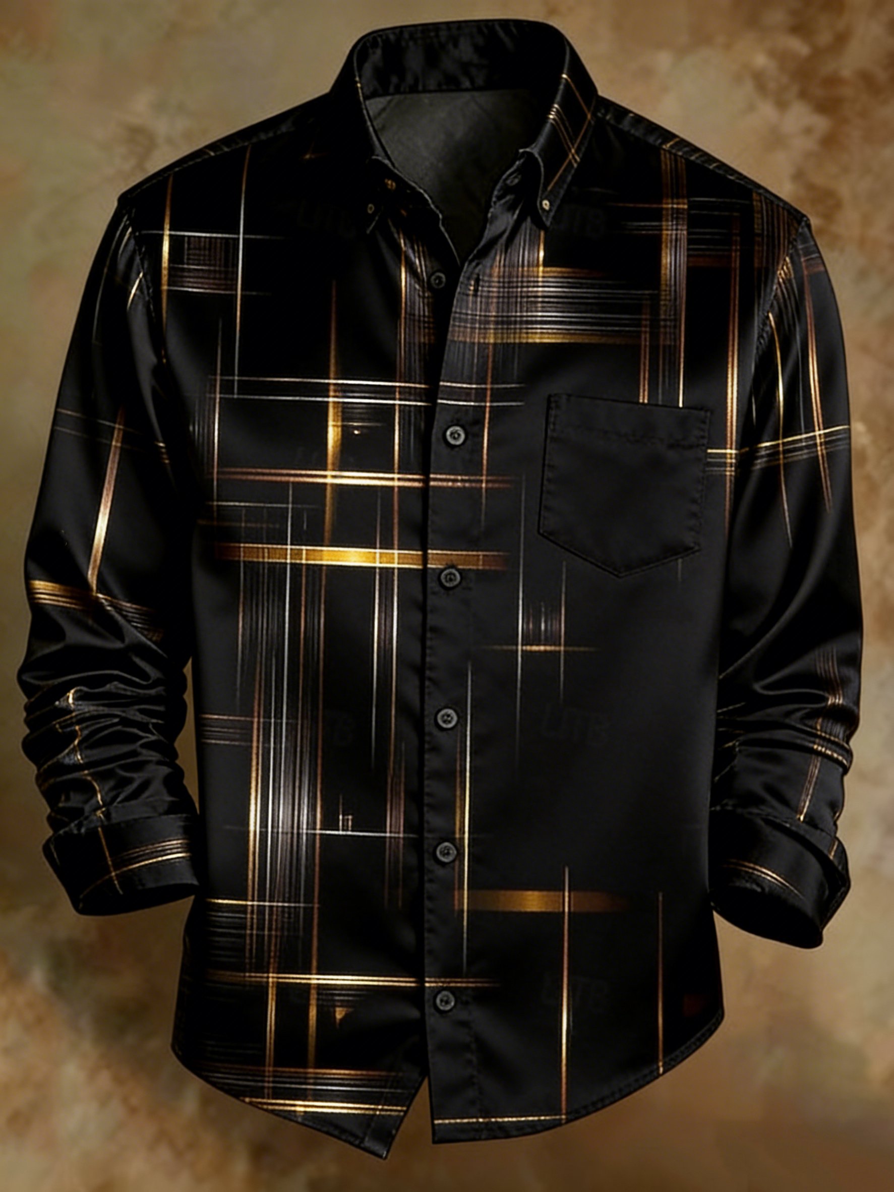 Camisa retro Abstract Art degradado Line para hombre