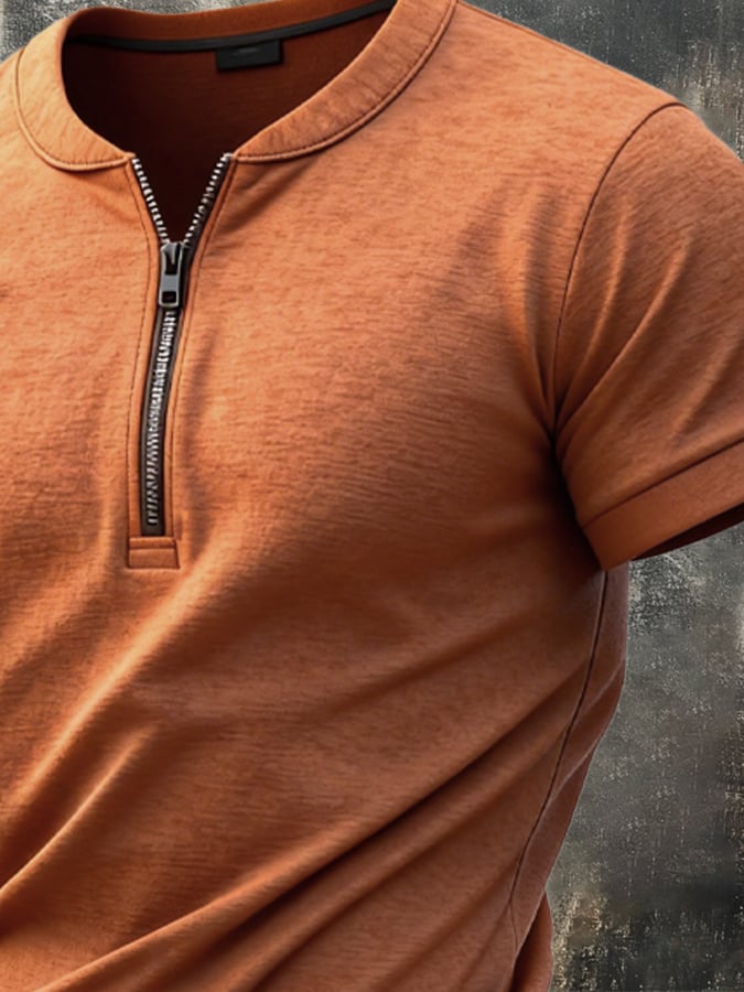 Camiseta retro cierre Waffle para hombre